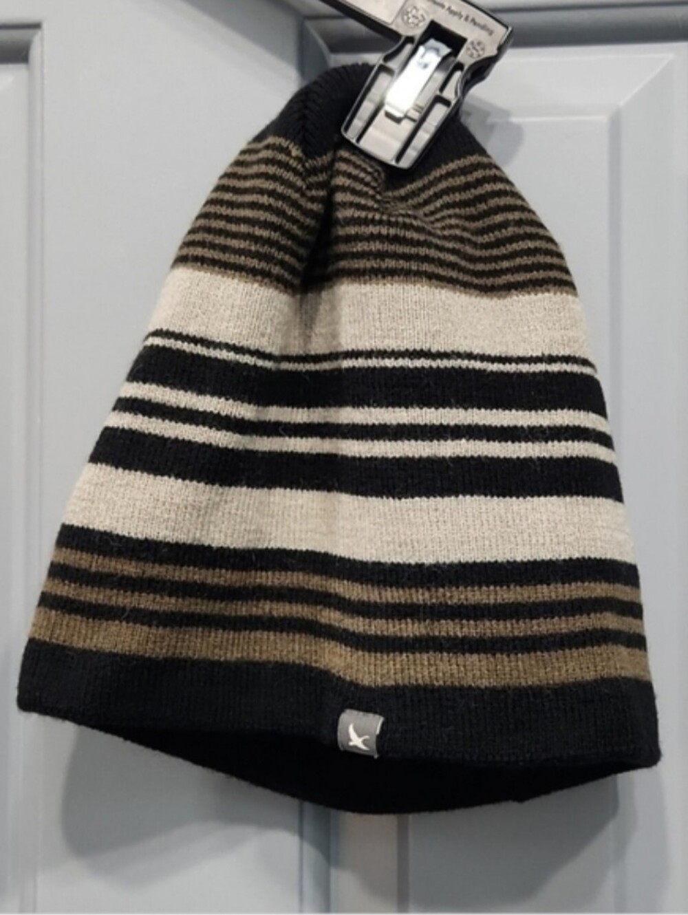 NWOT Eddie Bauer Cream Black Brown Beanie